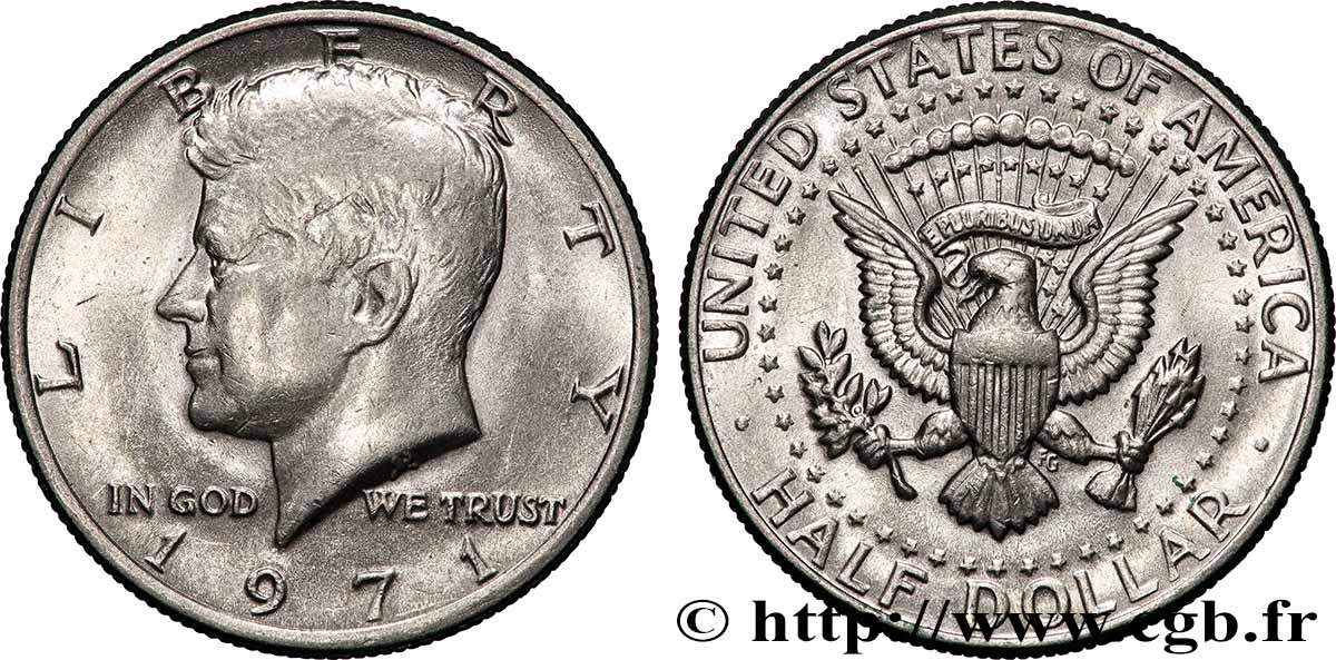 ÉTATS-UNIS D AMÉRIQUE 1/2 Dollar Kennedy 1971 Philadelphie SUP