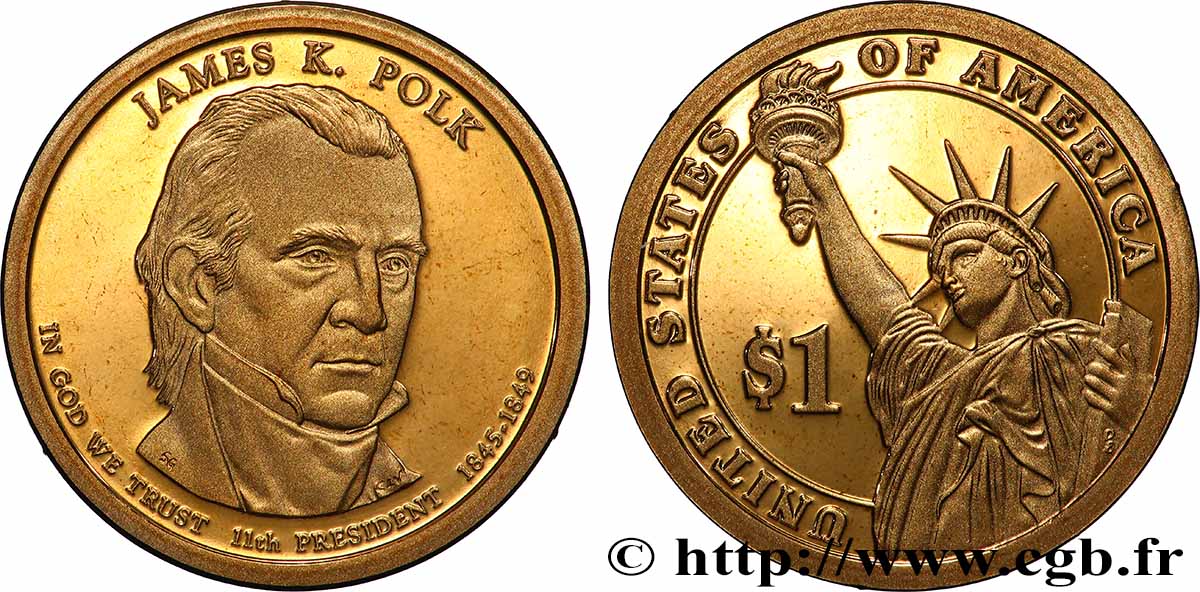 UNITED STATES OF AMERICA 1 Dollar Présidentiel James K. Polk - Proof 2009 San Francisco MS