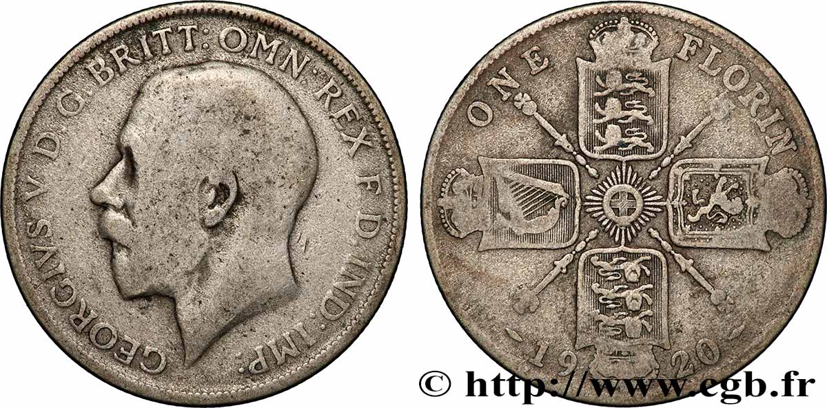 UNITED KINGDOM 1 Florin Georges V 1920 Londres VF