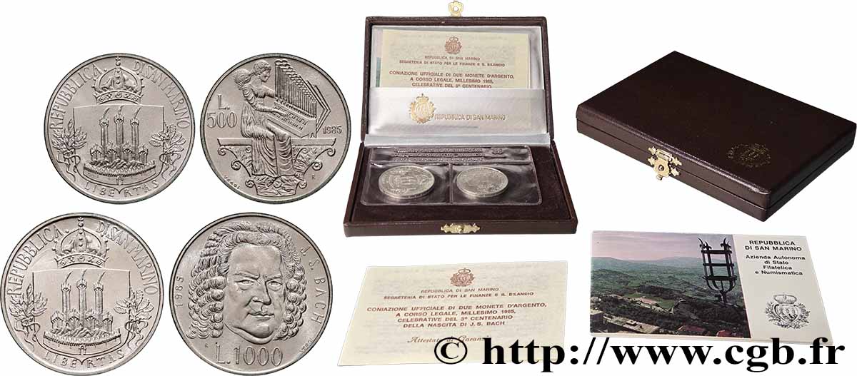 SAN MARINO 500 et 1000 Lire Musique 1985 Rome - R MS