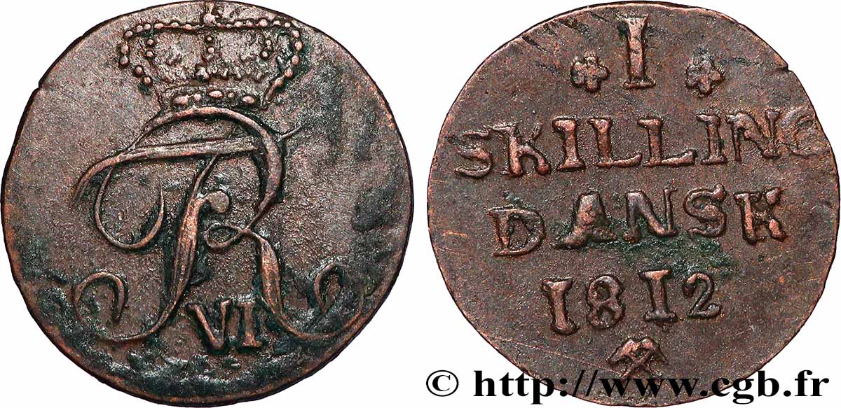 NORVÈGE 1 Skilling Frédéric VI 1812 Kongsberg TB+