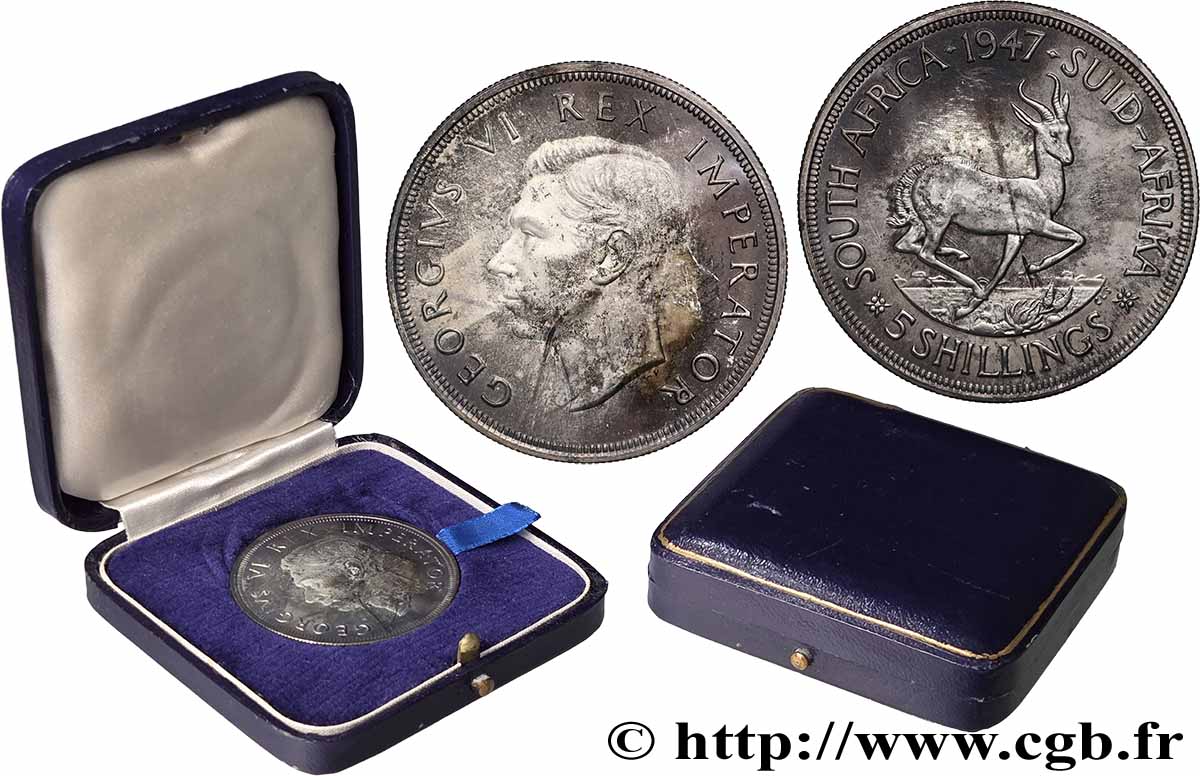 SOUTH AFRICA 5 Shillings Proof Georges VI 1947 Pretoria MS