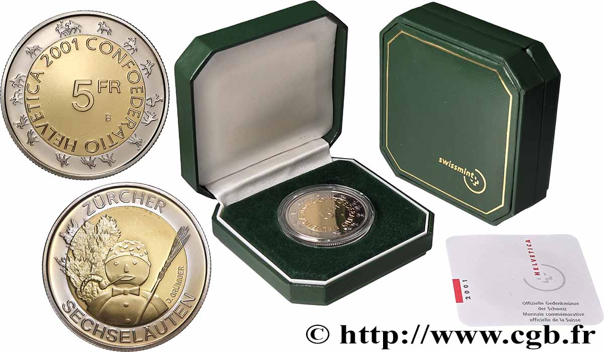 SWITZERLAND 5 Francs Proof Zürcher Sechselaüten 2001 Berne MS