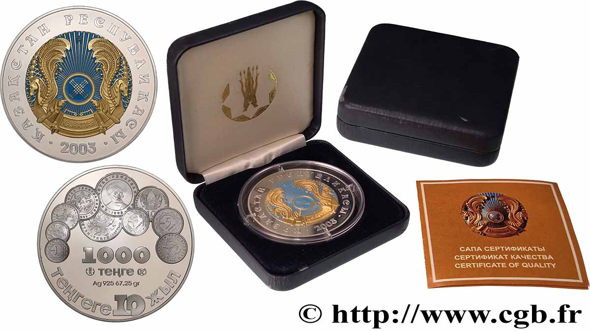KAZAKHSTAN 1000 Tenge Proof Monnaie Nationale 2003 MS