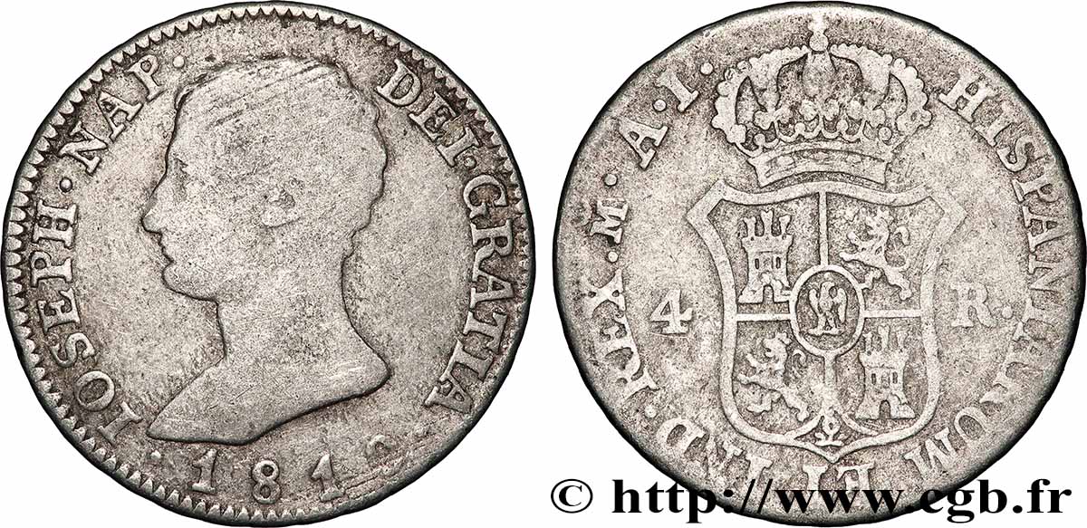 ESPAGNE - ROYAUME D ESPAGNE - JOSEPH NAPOLÉON 4 Reales 1810 Madrid TB