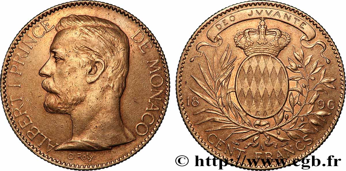 GOLD, PALLADIUM & PLATINUM INVESTMENT 100 Francs or Albert Ier 1896 Paris AU