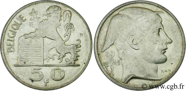 BELGIQUE 50 Francs Mercure, légende française 1949  SUP 