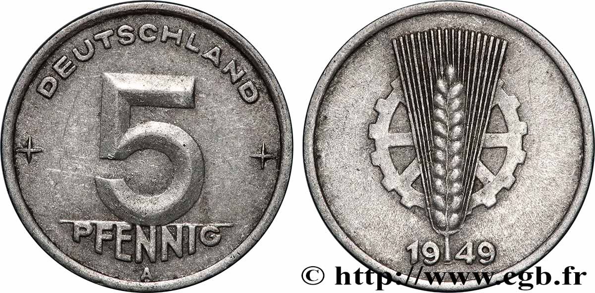 REPUBBLICA DEMOCRATICA TEDESCA 5 Pfennig type Deutschland 1948 Berlin BB