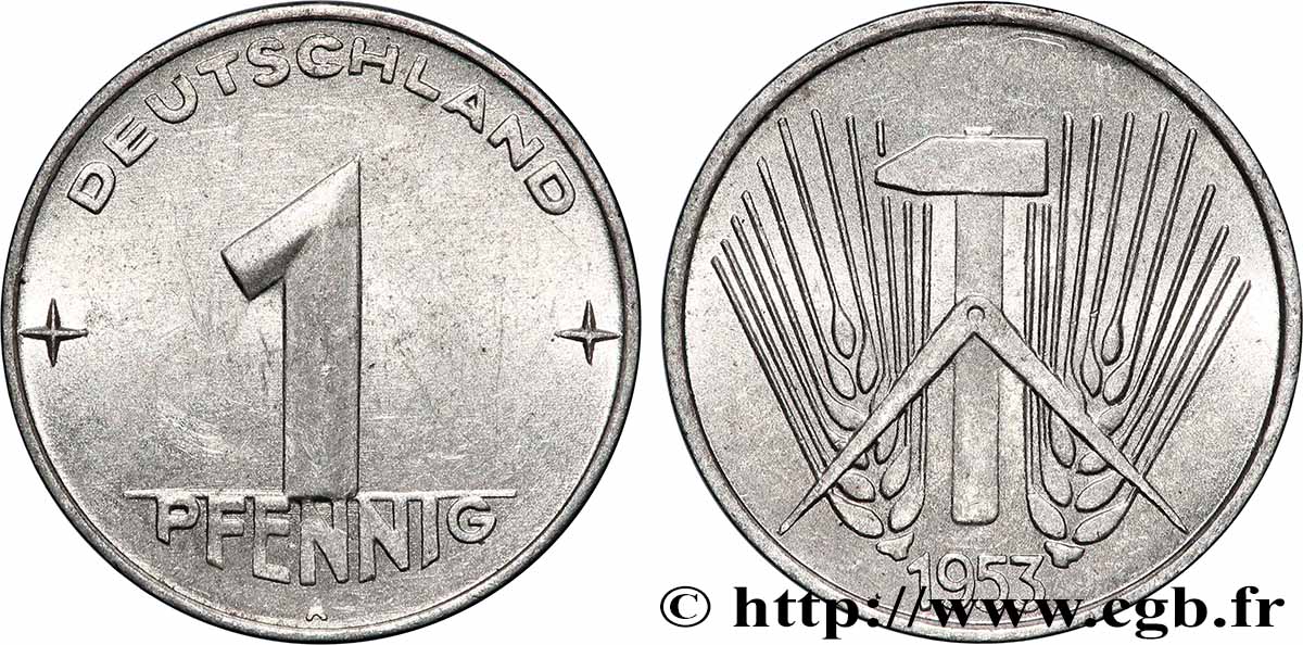 REPúBLICA DEMOCRáTICA ALEMANA 1 Pfennig type Deutschland 1953 Berlin MBC+
