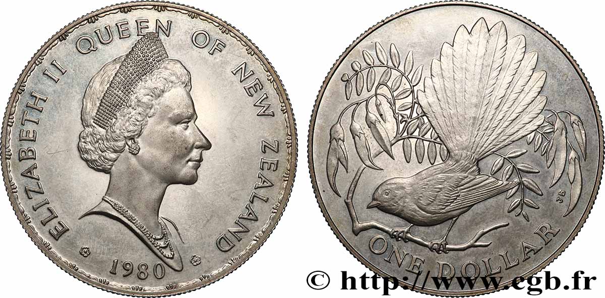 NOUVELLE-ZÉLANDE 1 Dollar Proof Elisabeth II 1980 Llantrisant SUP