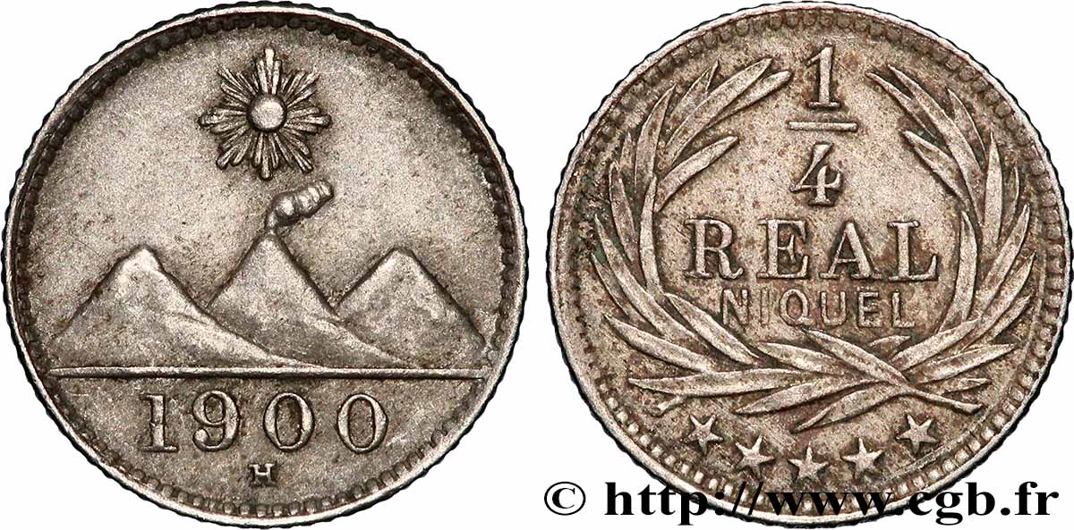 GUATEMALA 1/4 Real 1900 Heaton SUP