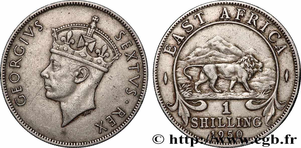AFRICA DI L EST BRITANNICA 1 Shilling Georges VI 1950 British Royal Mint q.SPL