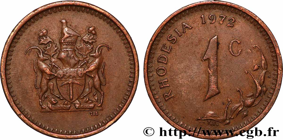 RHODÉSIE 1 Cent 1972 Pretoria TTB+