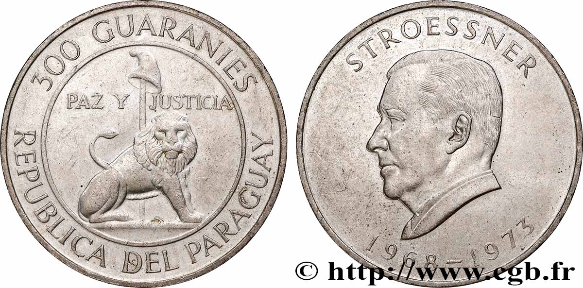 PARAGUAY 300 Guaranies 1973 TTB+