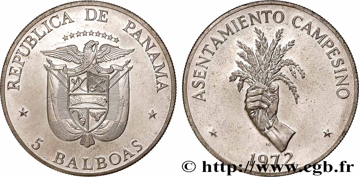 PANAMA 5 Balboas Proof FAO 1972 Franklin Mint SPL