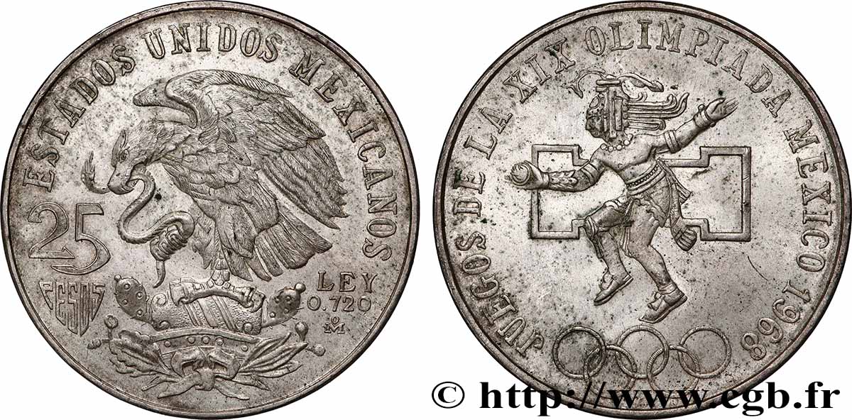 MEXICO 25 Pesos Jeux Olympiques de Mexico 1968 Mexico AU