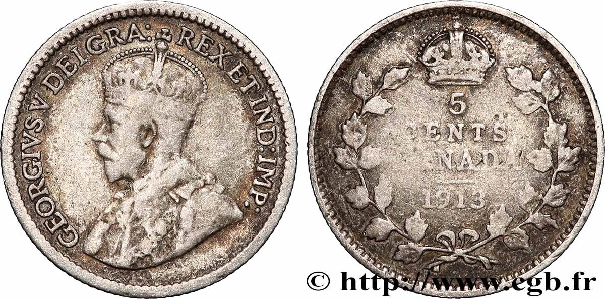 KANADA 5 Cents Georges V 1913 Ottawa fSS