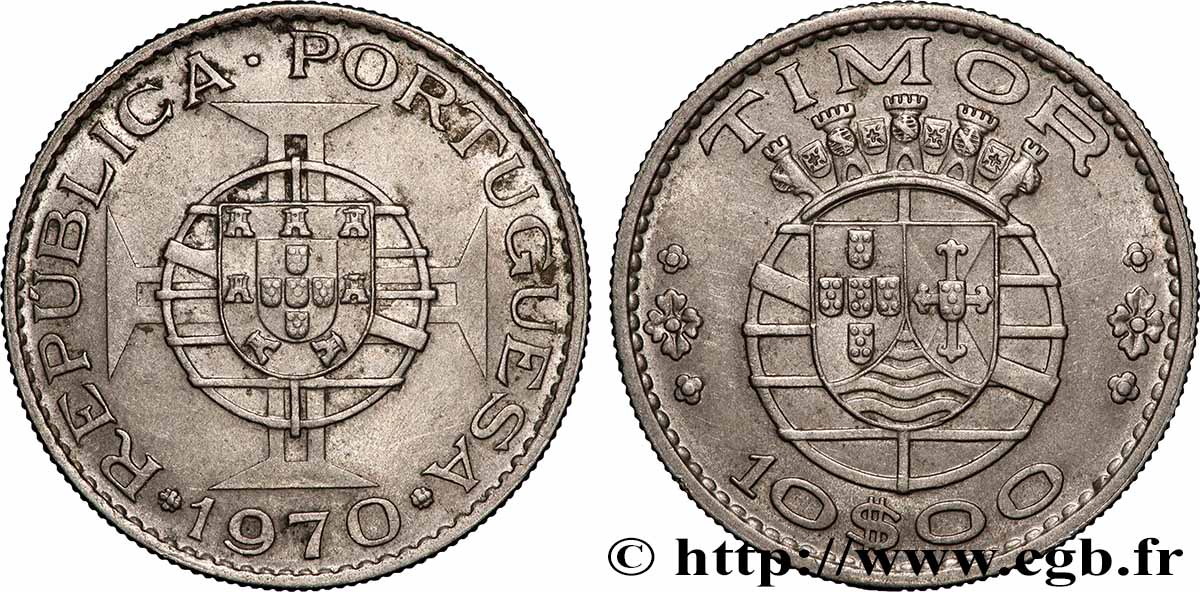 TIMOR 10 Escudos Colonie Portugaise 1970 Lisbonne SPL
