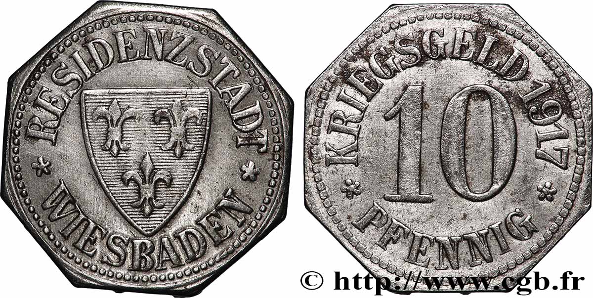 ALLEMAGNE - Notgeld 10 Pfennig Wiesbaden 1917 TTB