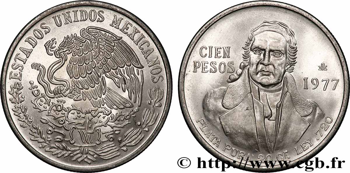 MESSICO 100 Pesos 1977 Mexico SPL