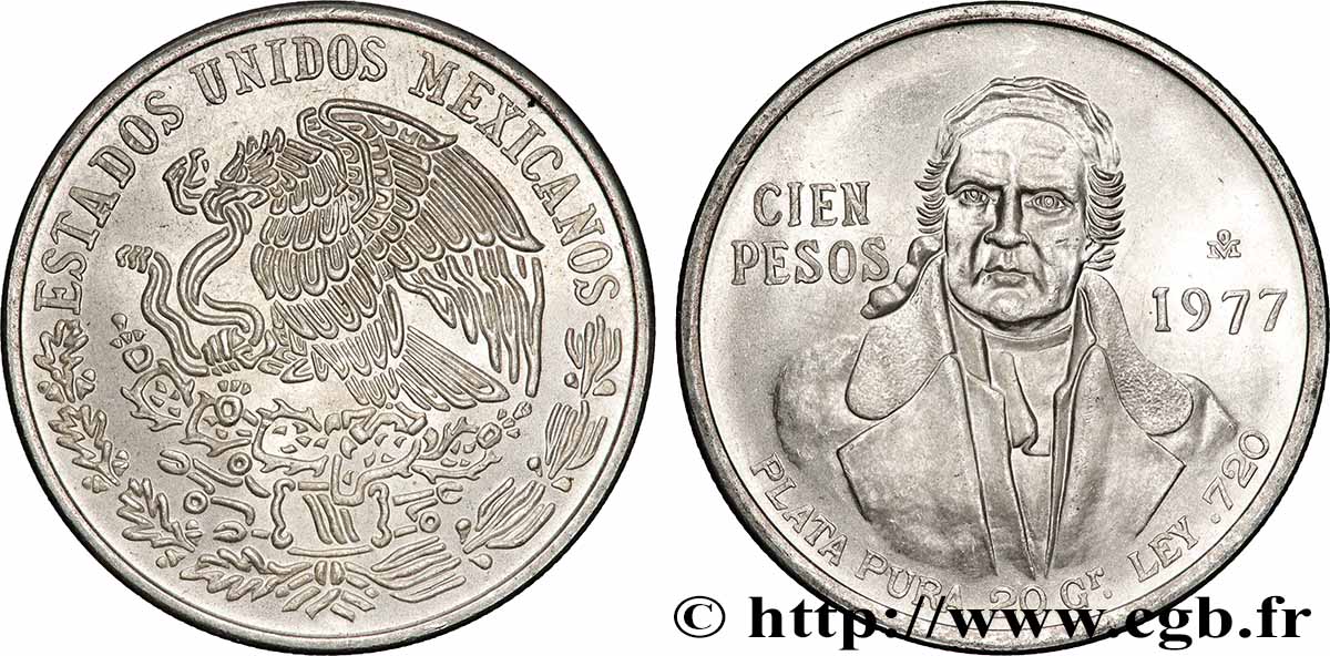 MEXICO 100 Pesos 1977 Mexico AU