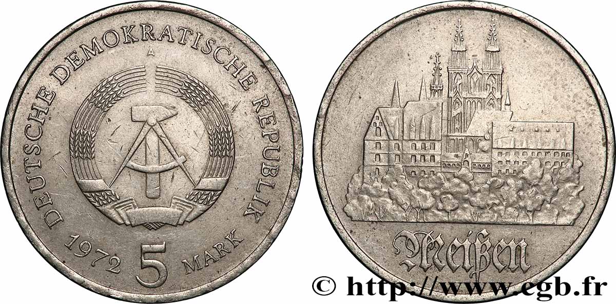ALLEMAGNE RÉPUBLIQUE DÉMOCRATIQUE 5 Mark ville de Meissen 1972 Berlin TTB+