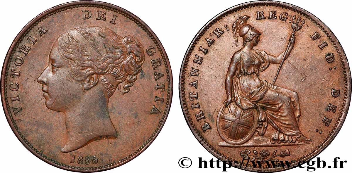 UNITED KINGDOM 1 Penny Victoria “tête jeune” 1855 AU