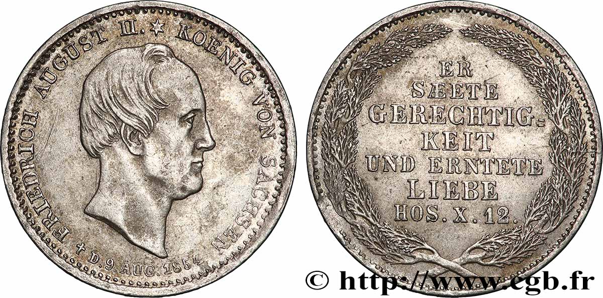 DEUTSCHLAND - SACHSEN 1/6 Thaler Frédéric-Auguste II 1854 Dresde fVZ
