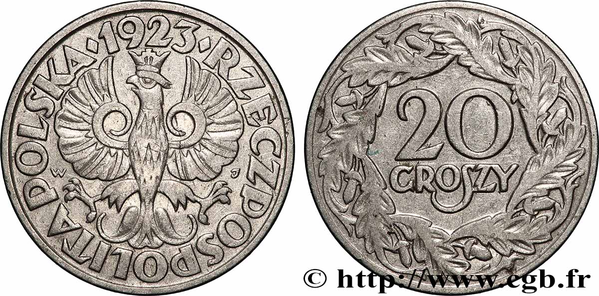 POLOGNE 20 Groszy 1923 Varsovie TTB+