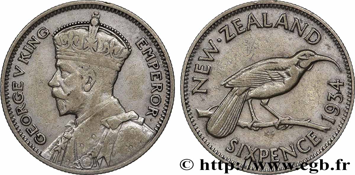 NUOVA ZELANDA
6 Pence Georges V 1934 Londres BB