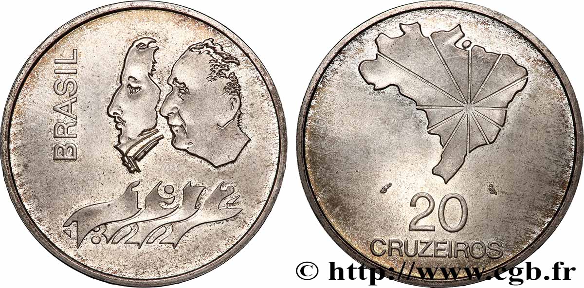 BRASIL 20 Cruzeiros 150e anniversaire de l’indépendance 1972 EBC