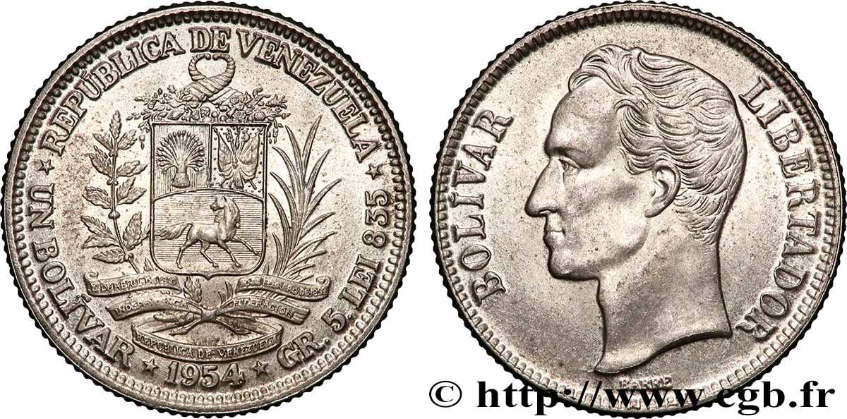 VENEZUELA 1 Bolivar Simon Bolivar 1954 Philadelphie SUP