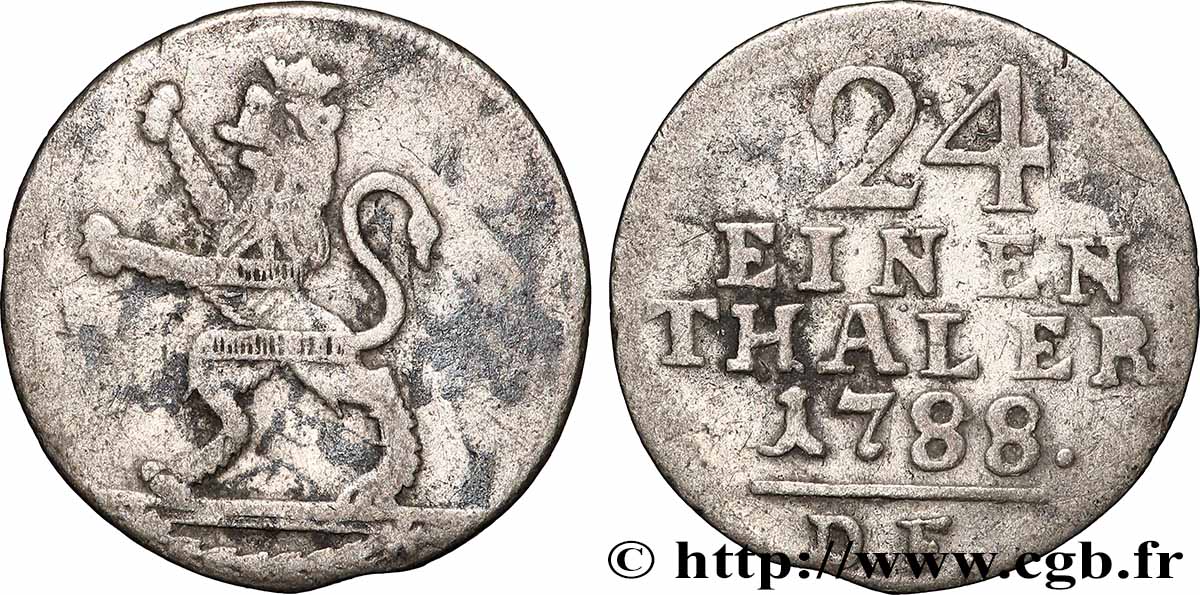 ALLEMAGNE - HESSE 1/24 Thaler (Groschen) Hesse-Cassel 1788 TB+