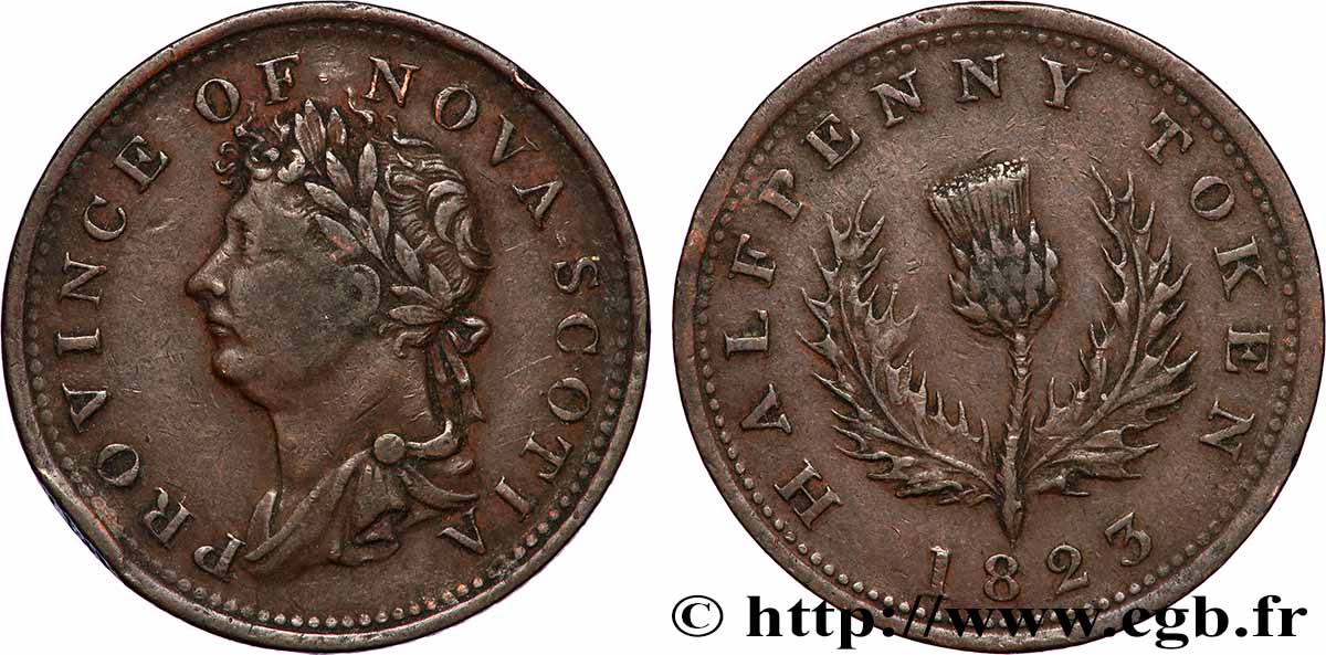 CANADA - NOUVELLE ÉCOSSE 1/2 Penny Token Nova Scotia 1823 TB+