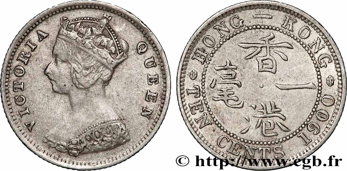 HONGKONG 10 Cents Victoria 1900 Londres SS