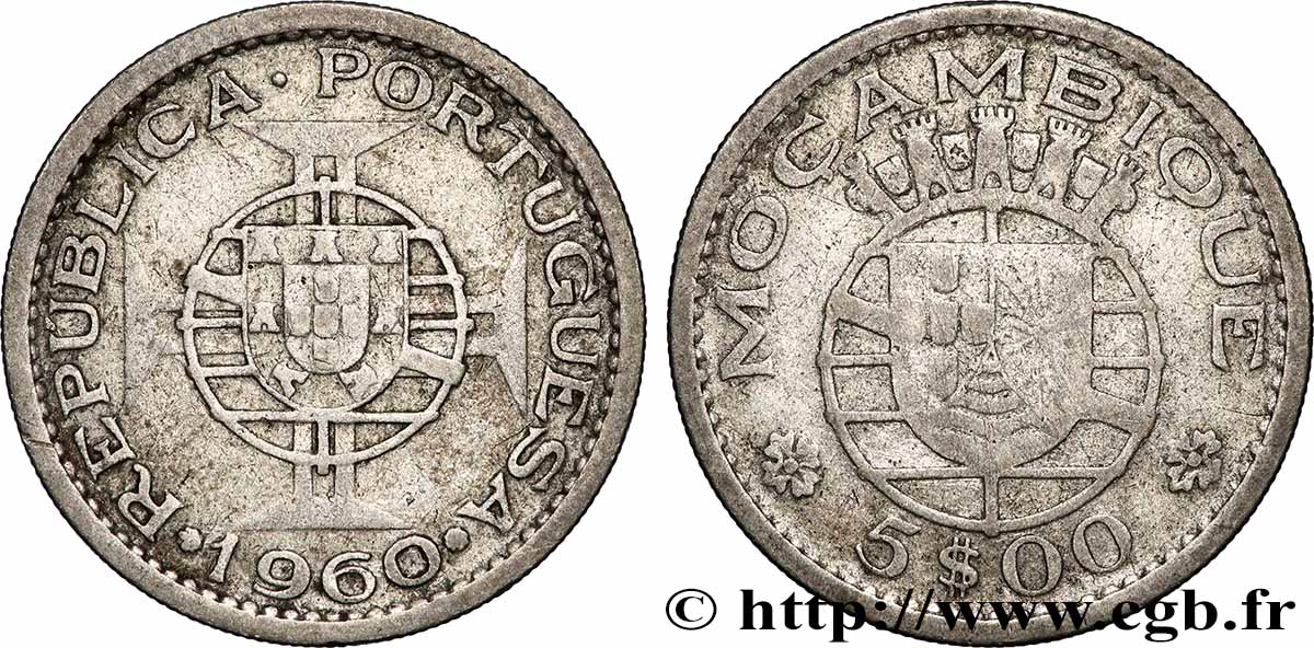 MOZAMBIQUE 5 Escudos colonie portugaise du Mozambique 1960 Lisbonne TB