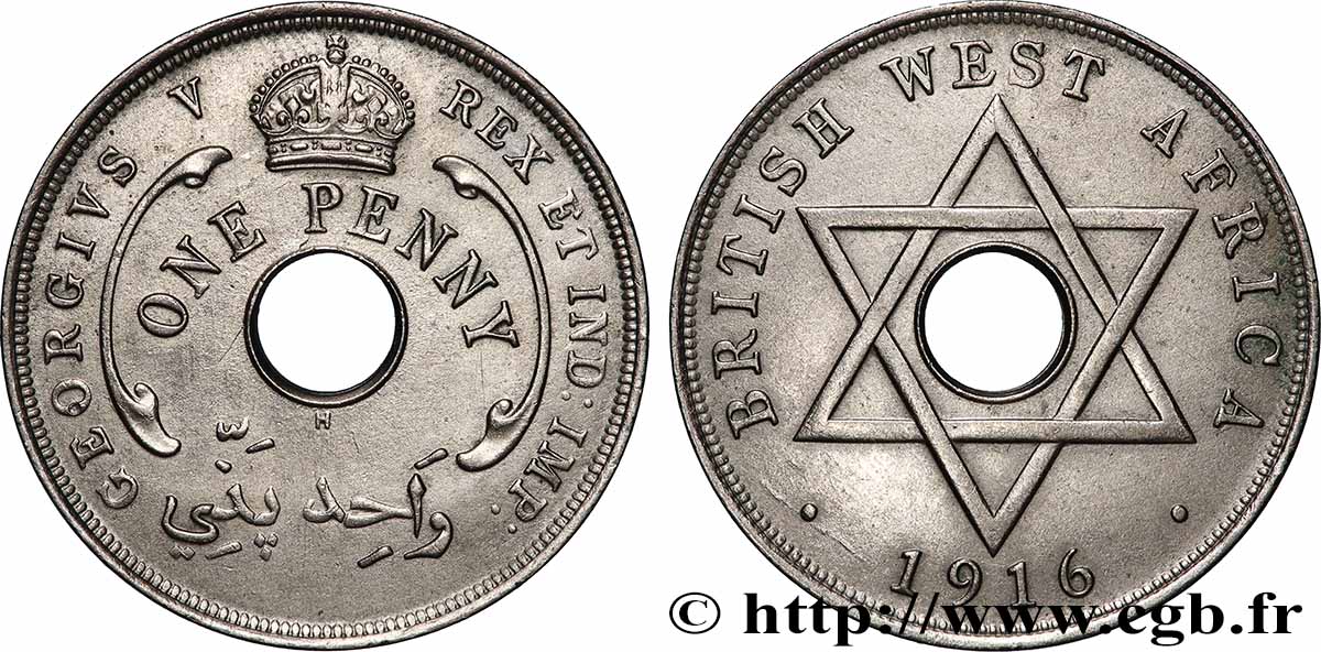 ÁFRICA OCCIDENTAL BRITÁNICA 1 Penny Georges V 1916 Heaton MBC