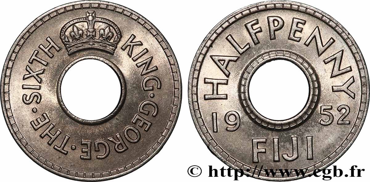FIYI 1/2 Penny frappe au nom du roi Georges VI 1952 Londres SC