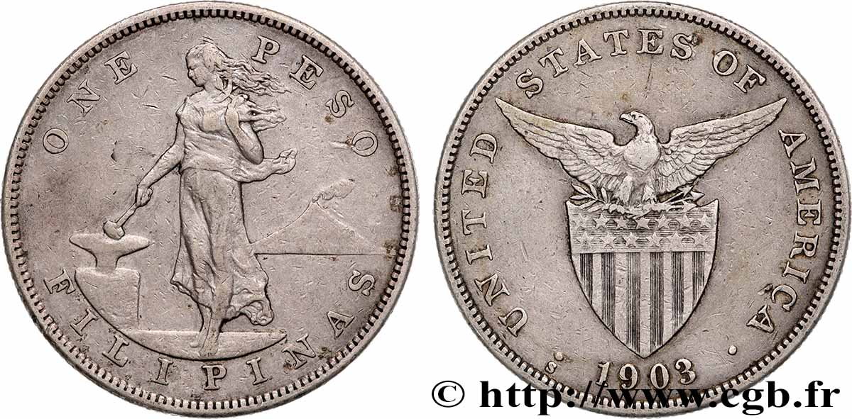 FILIPINAS 1 Peso - Administration Américaine 1903 San Francisco MBC