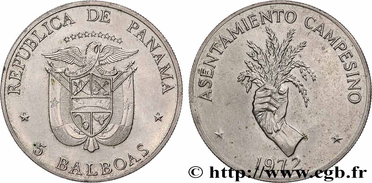 PANAMA 5 Balboas FAO 1972 Franklin Mint MS