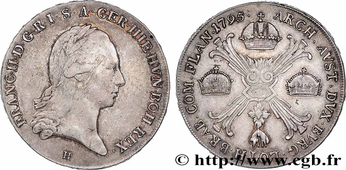 BELGIUM - AUSTRIAN NETHERLANDS 1 Kronenthaler François II 1795 Gunzburg XF