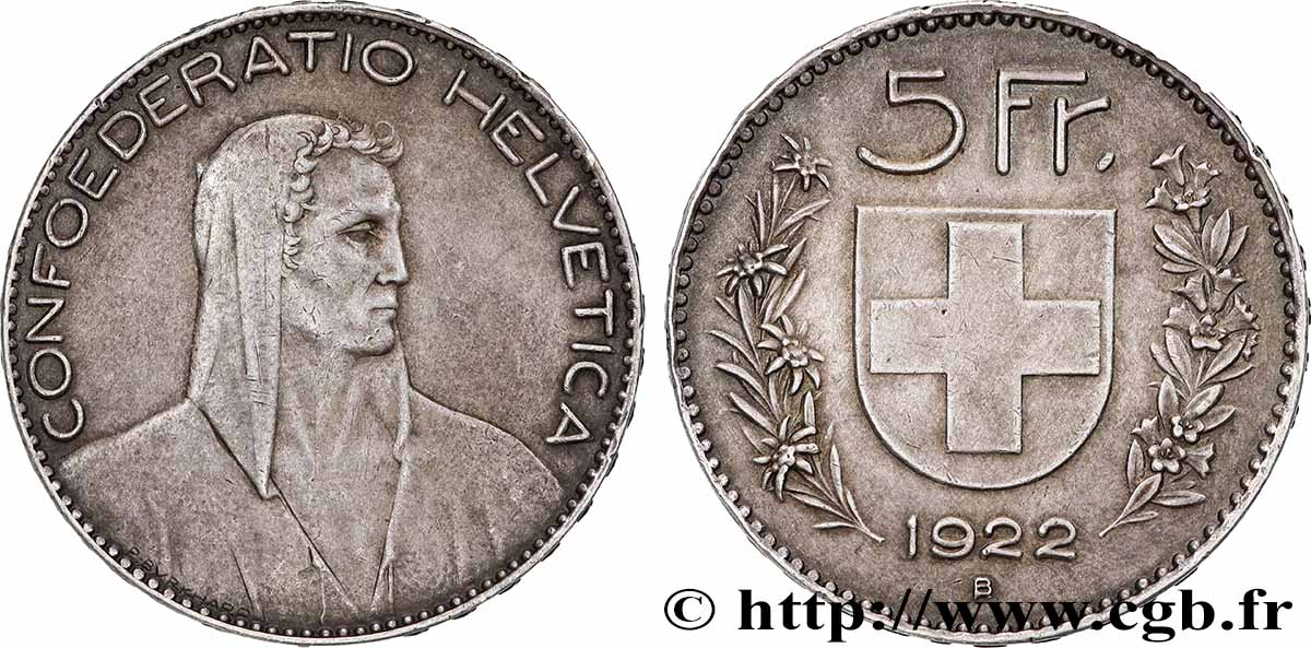 SUIZA 5 Francs Berger 1922 Berne MBC