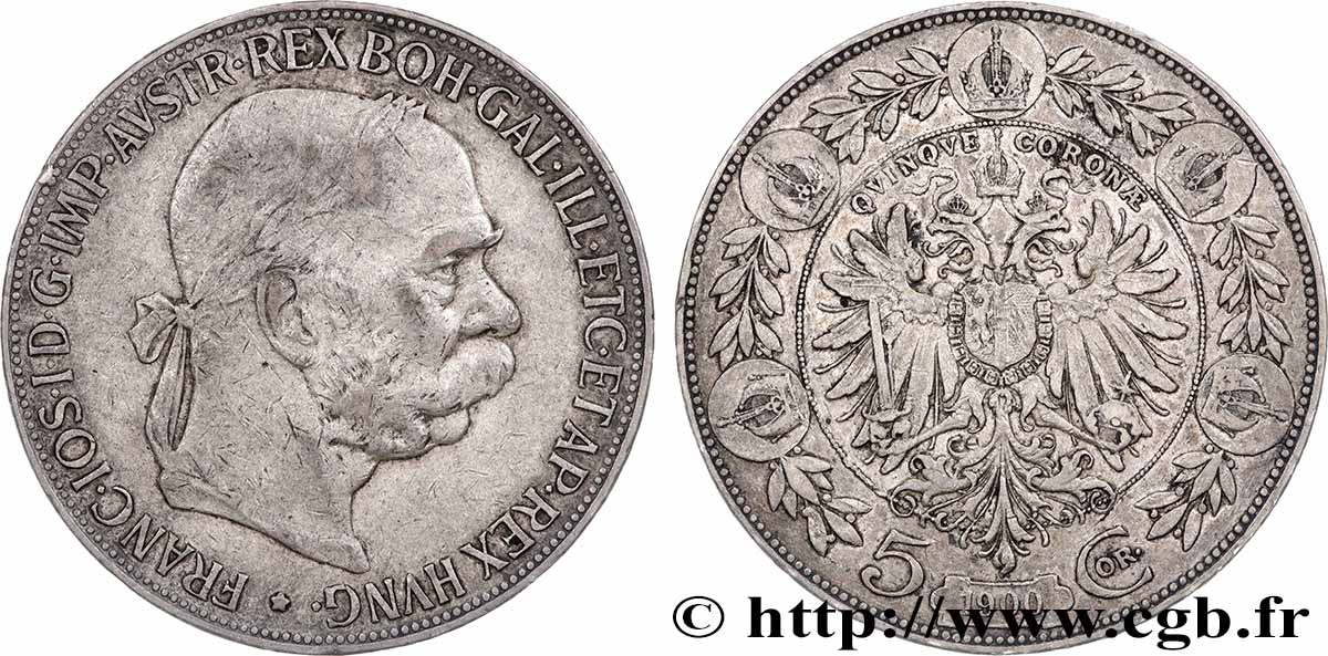 AUSTRIA 5 Corona François-Joseph Ier 1900 Vienne VF