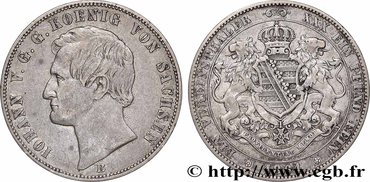 GERMANY - KINGDOM OF SAXONY - JOHN 1 Thaler 1861 Dresde VF