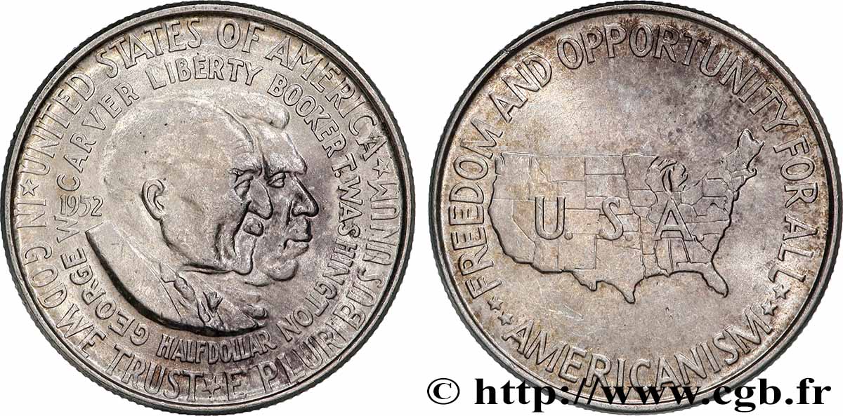 UNITED STATES OF AMERICA 1/2 Dollar George Carver et Brooker T. Washington 1952 Philadelphie AU