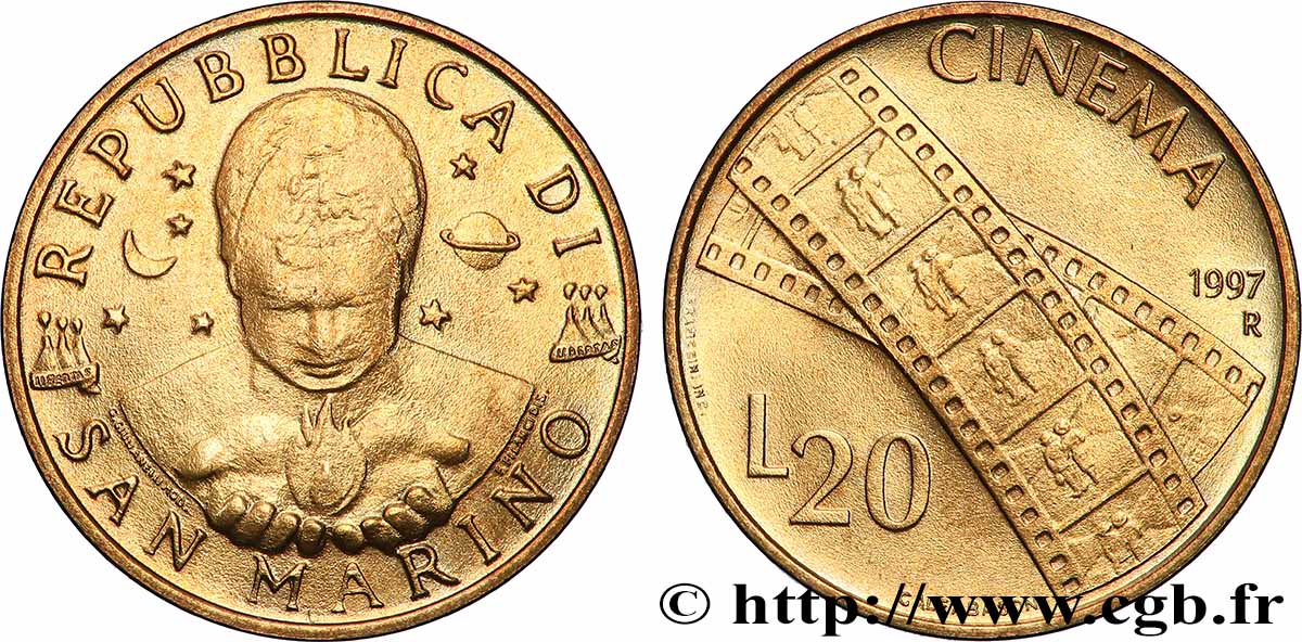 SAN MARINO 20 Lire les Arts - le Cinéma 1997 Rome - R EBC