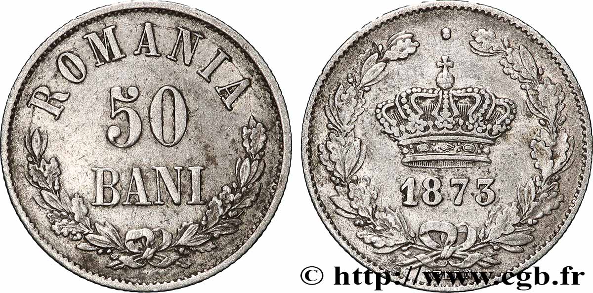 ROMANIA 50 Bani 1873 XF