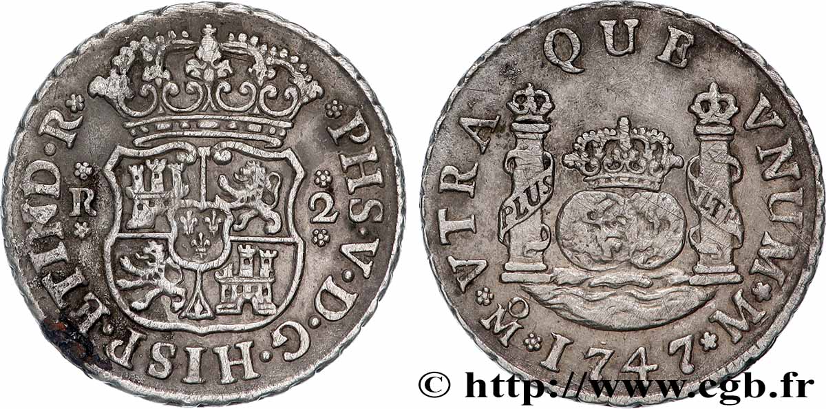 MEXICO 2 Reales 1747 Mexico XF