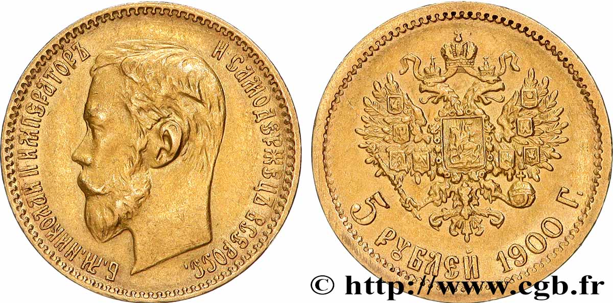 RUSSIA - NICHOLAS II 5 Roubles 1900 Saint-Petersbourg AU