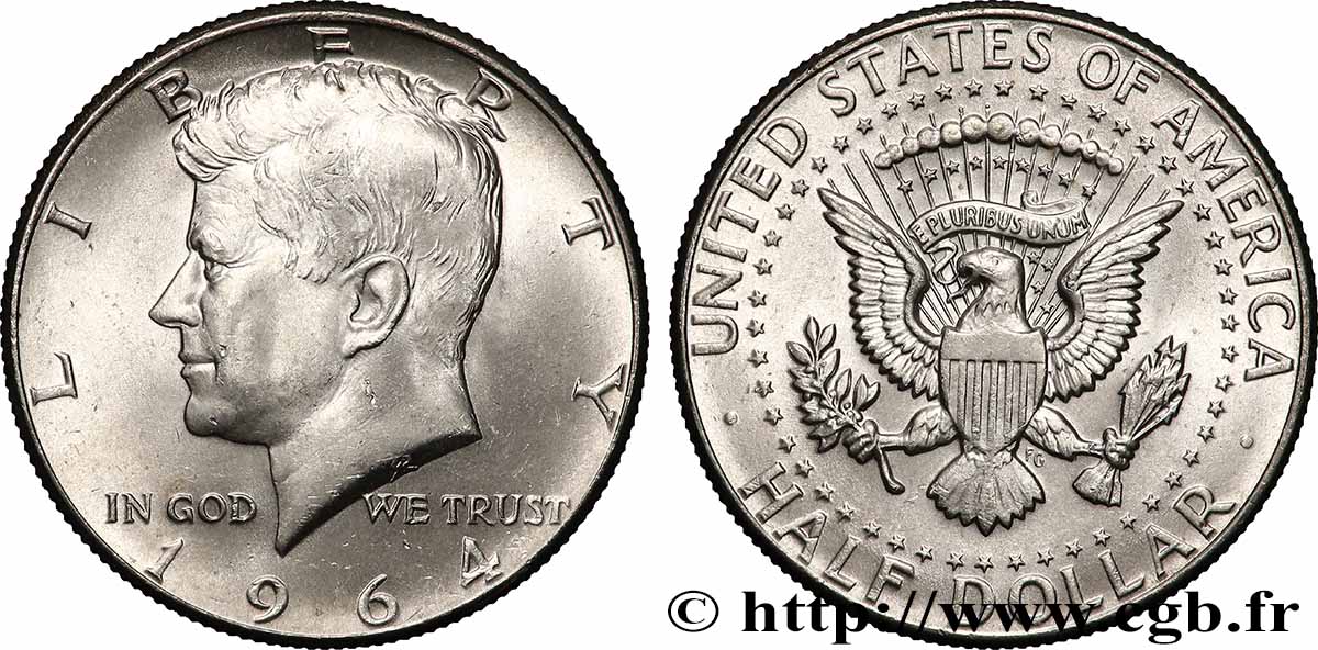 UNITED STATES OF AMERICA 1/2 Dollar Kennedy 1964 Philadelphie AU